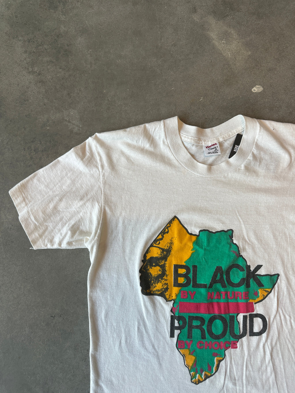 80's Black By Nature Proud by Choice Mother Africa Vintage Black History Tee (Slim Medium)