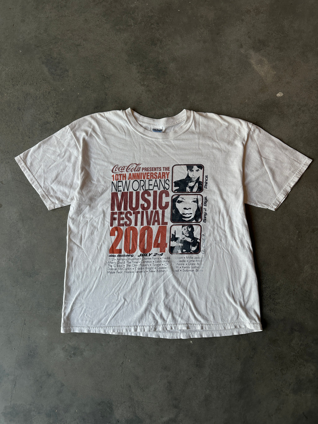 2004 New Orleans Music ft. Prince, Mary J. Blige, L.L. Cool J, Gladys Knight, New Edition and More Artists Faded Vintage Music Tee (XL)
