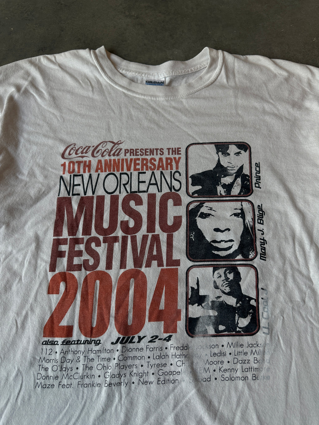 2004 New Orleans Music ft. Prince, Mary J. Blige, L.L. Cool J, Gladys Knight, New Edition and More Artists Faded Vintage Music Tee (XL)