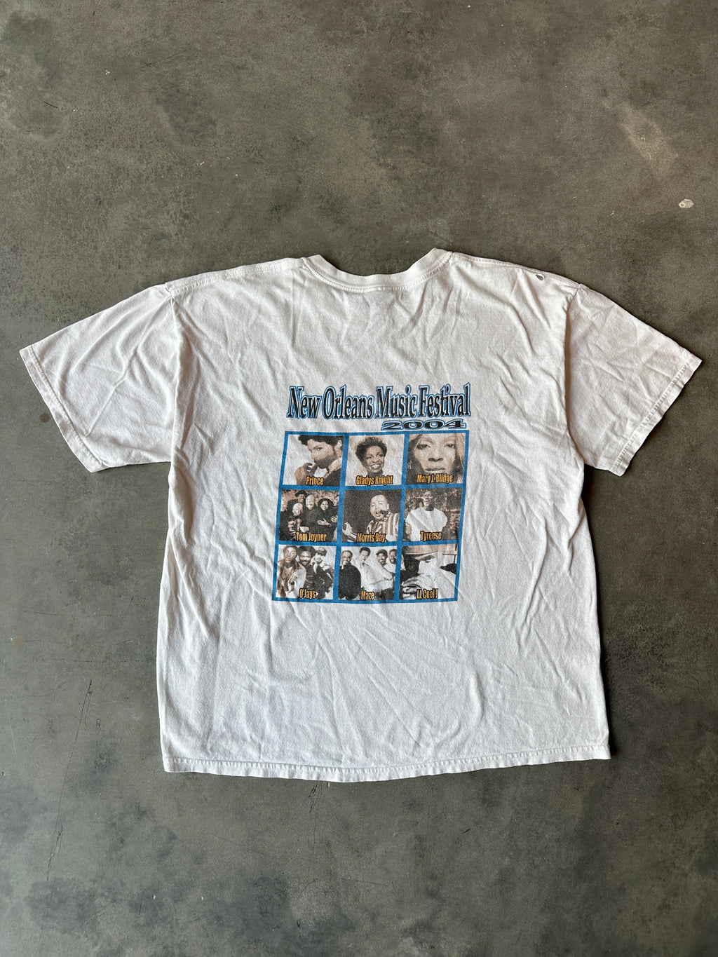 2004 New Orleans Music ft. Prince, Mary J. Blige, L.L. Cool J, Gladys Knight, New Edition and More Artists Faded Vintage Music Tee (XL)