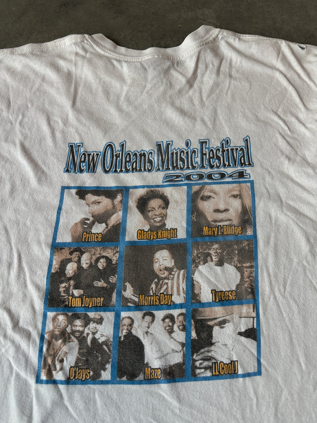 2004 New Orleans Music ft. Prince, Mary J. Blige, L.L. Cool J, Gladys Knight, New Edition and More Artists Faded Vintage Music Tee (XL)