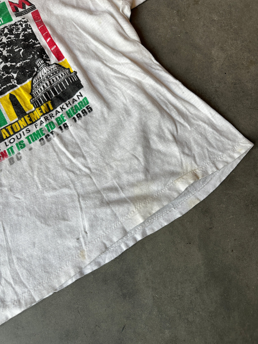 1995 Million Man March "A Day of Atonement" Led by Louis Farrakhan Faded Distressed Vintage Tee (Boxy Large)