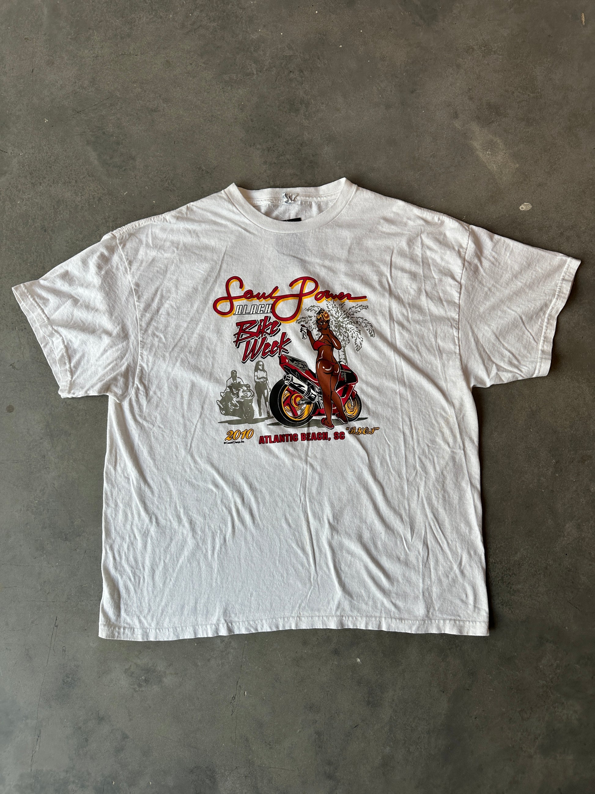 2010 Black Bike Week "Soul Power" Atlantic Beach, SC Vintage Tee (XXL)