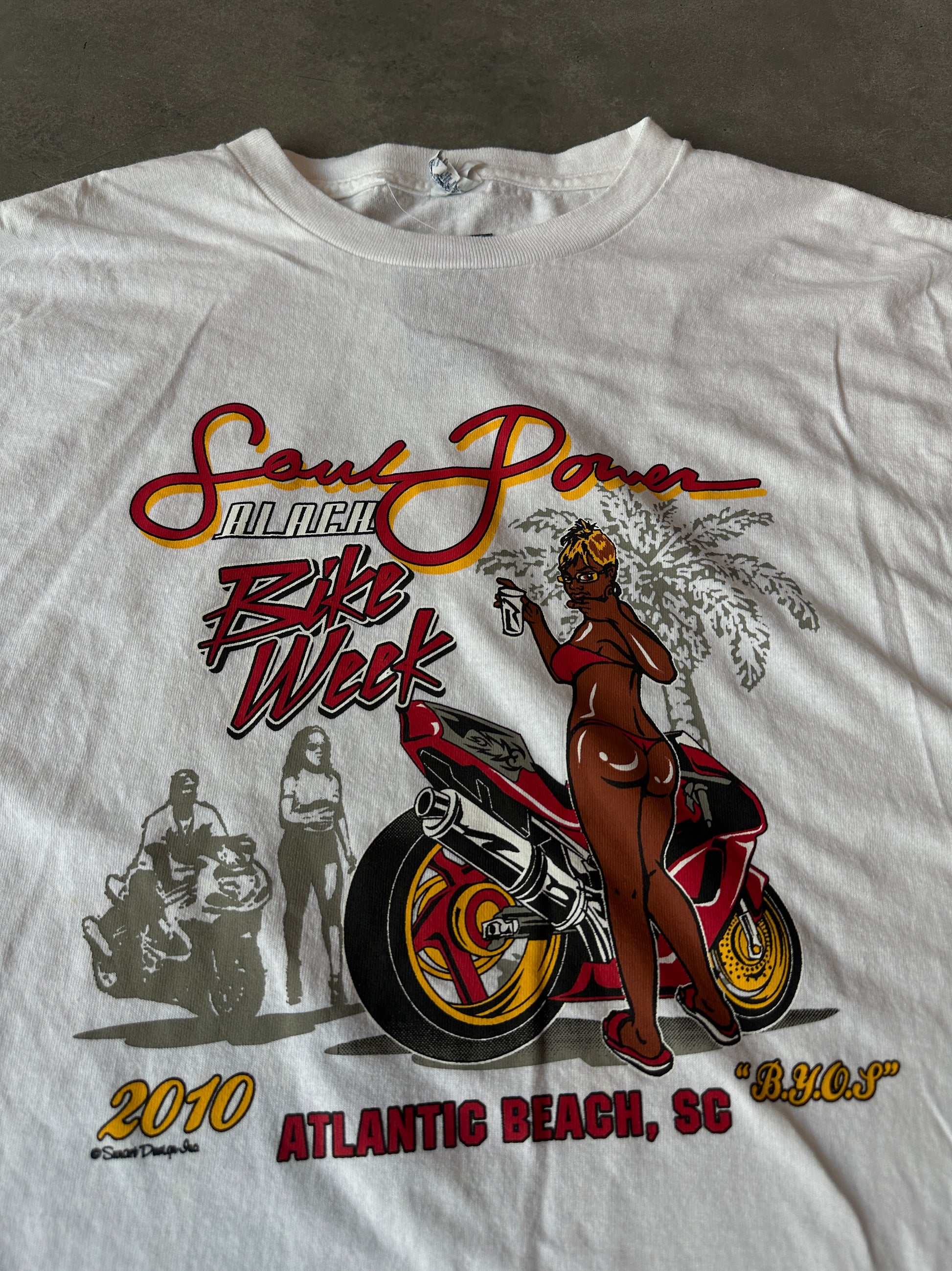 2010 Black Bike Week "Soul Power" Atlantic Beach, SC Vintage Tee (XXL)
