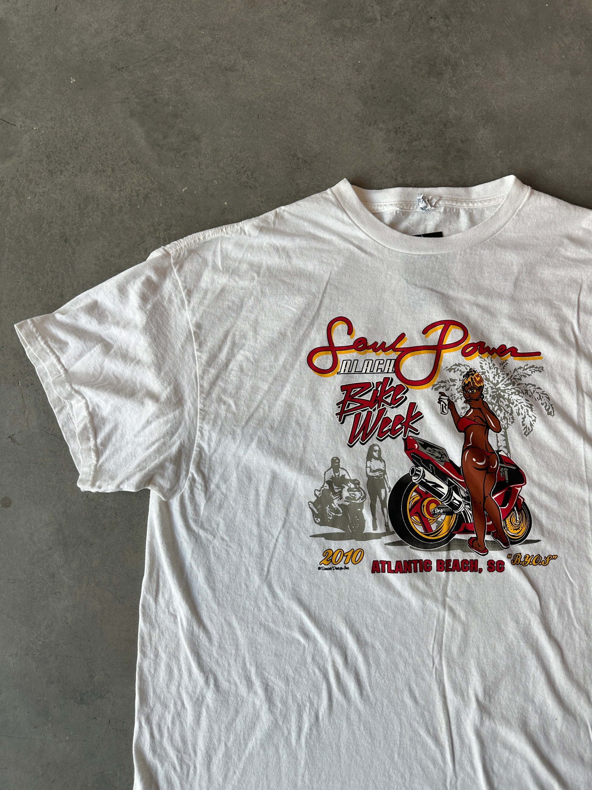 2010 Black Bike Week "Soul Power" Atlantic Beach, SC Vintage Tee (XXL)
