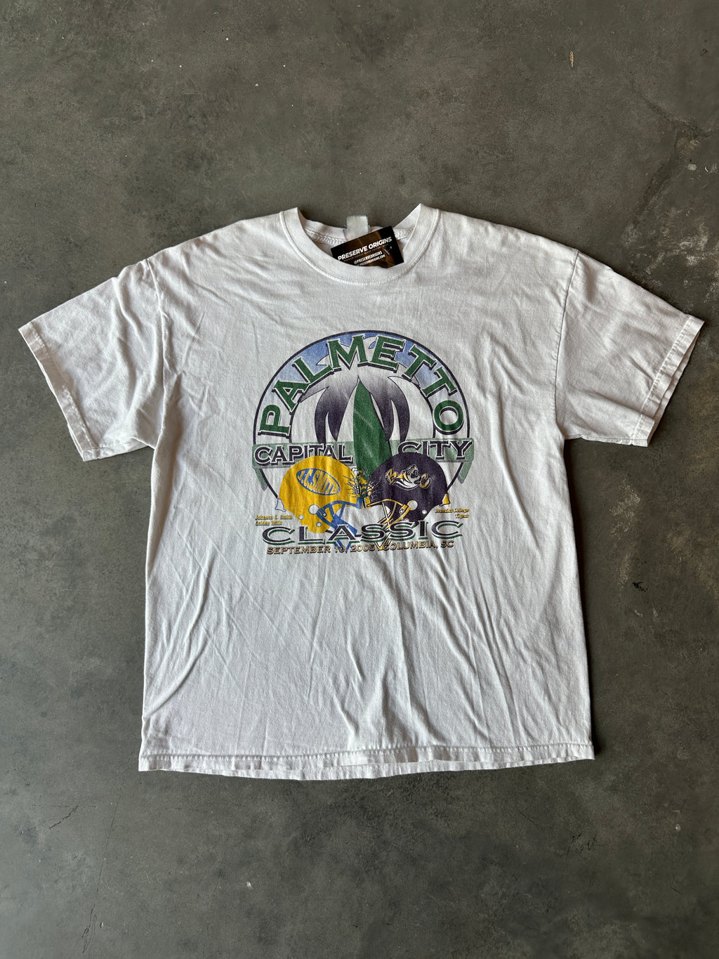 2005 Palmetto Capital City Classic JSCU Johnson C. Smith Golden Bulls vs. Benedict College Tigers Vintage HBCU Football Matchup Tee (XL)