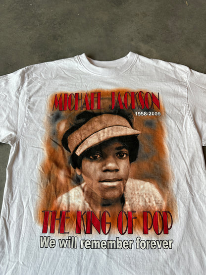 2009 Michael Jackson King of Pop Young Portrait Memorial Vintage Music Tee (XXL)