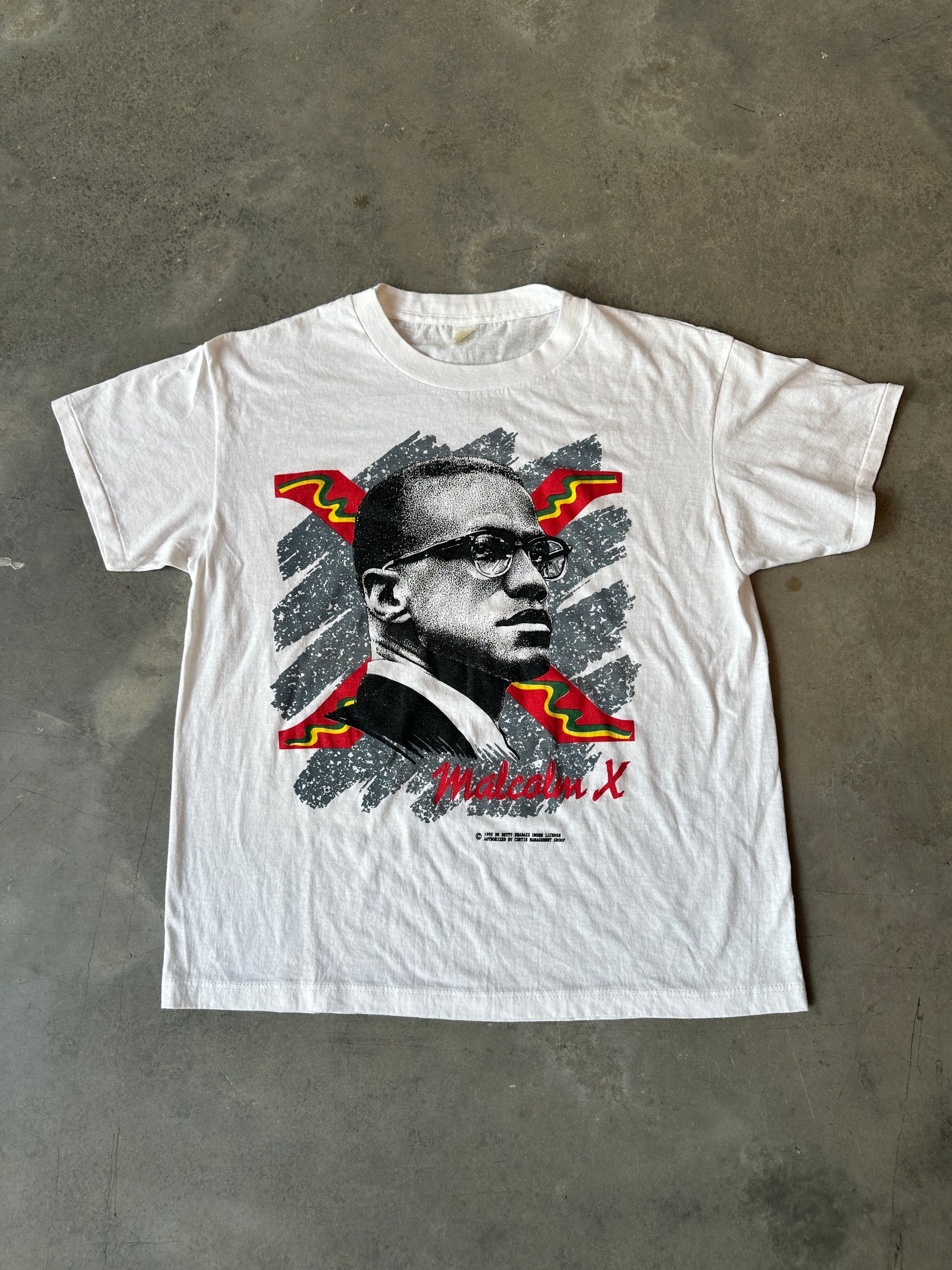 1993 Malcolm X Signature Portrait Lightweight Vintage Black History Tee (Medium)