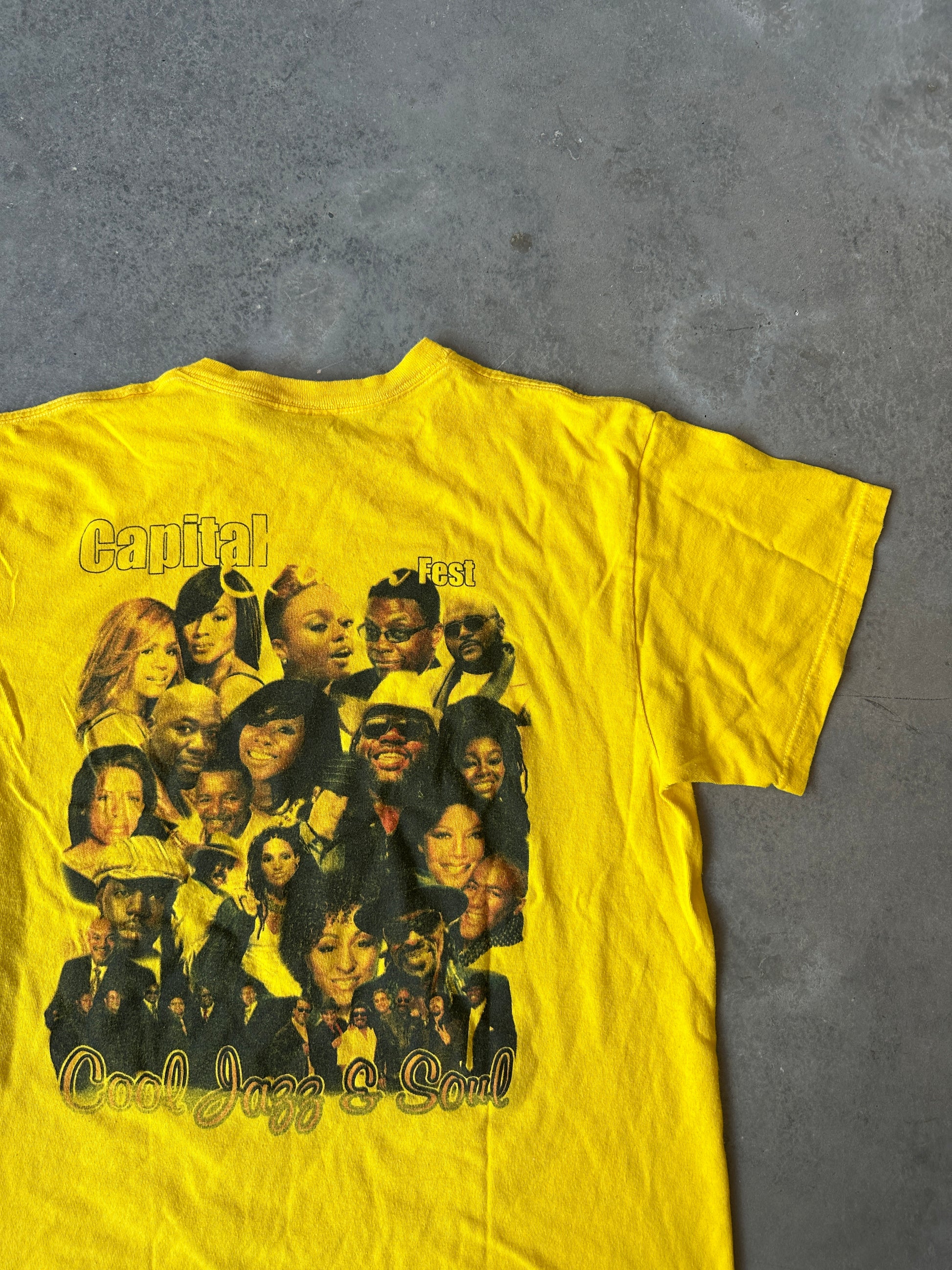 00's Capital Jazz Fest "Cool Jazz & Soul" Artist Collage Vintage Music Tee (Large)
