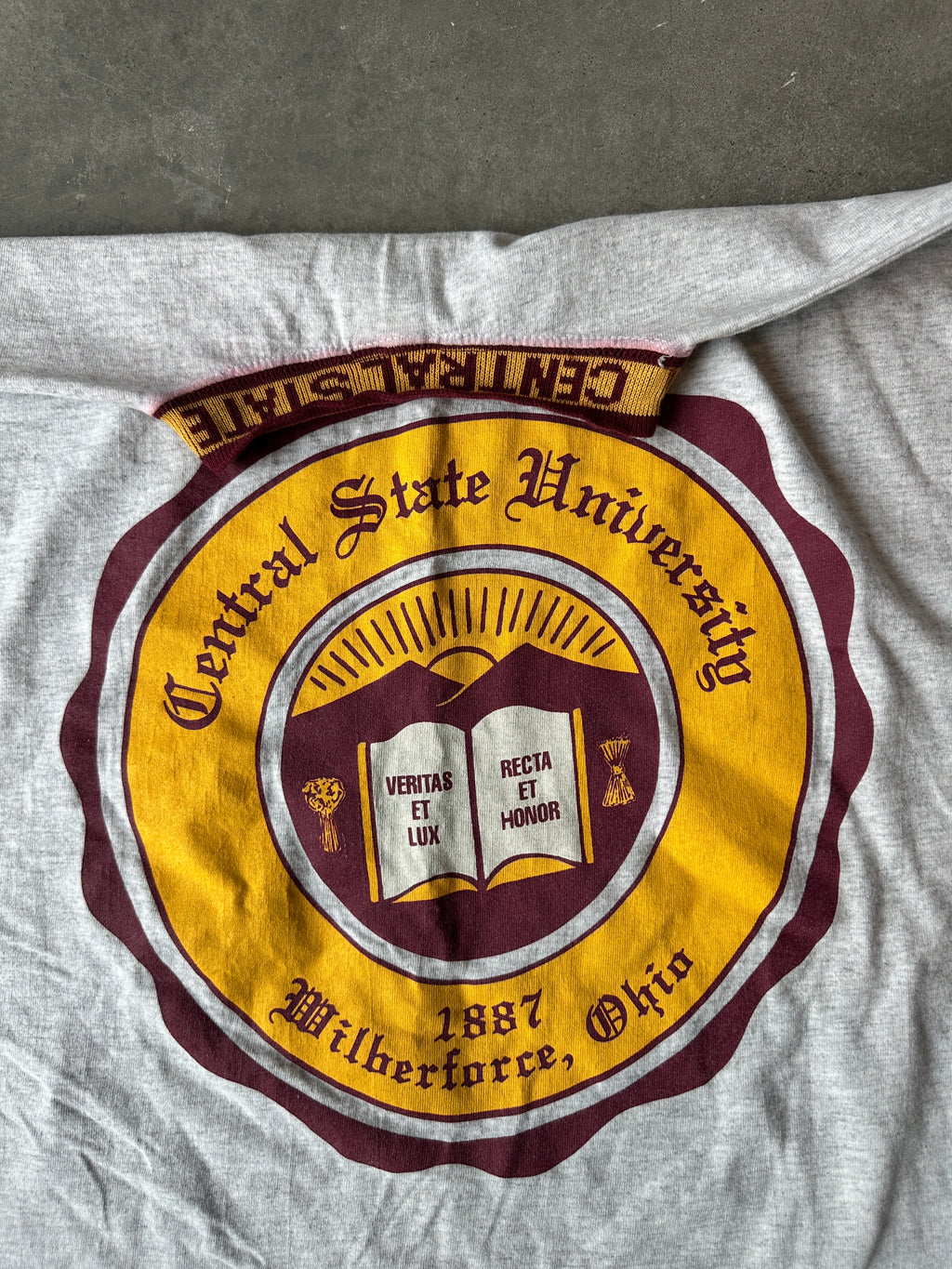 90’s Central State University African American College Alliance AACA Ribbed Vintage Collegiate Seal Tee (XL)