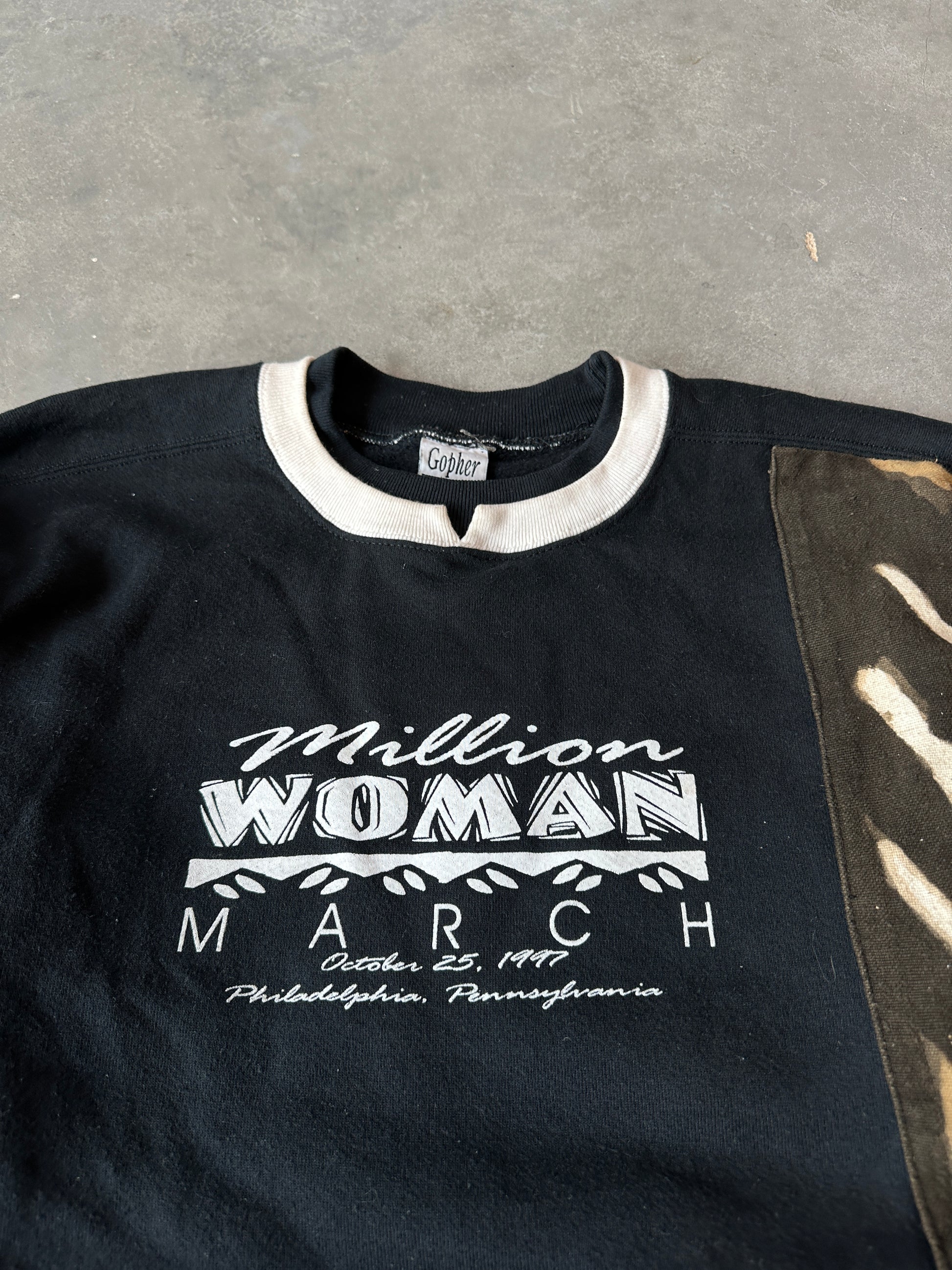 1997 Million Woman March Philadelphia Custom Tribal Print Patch Vintage Crewneck Sweatshirt (XL)