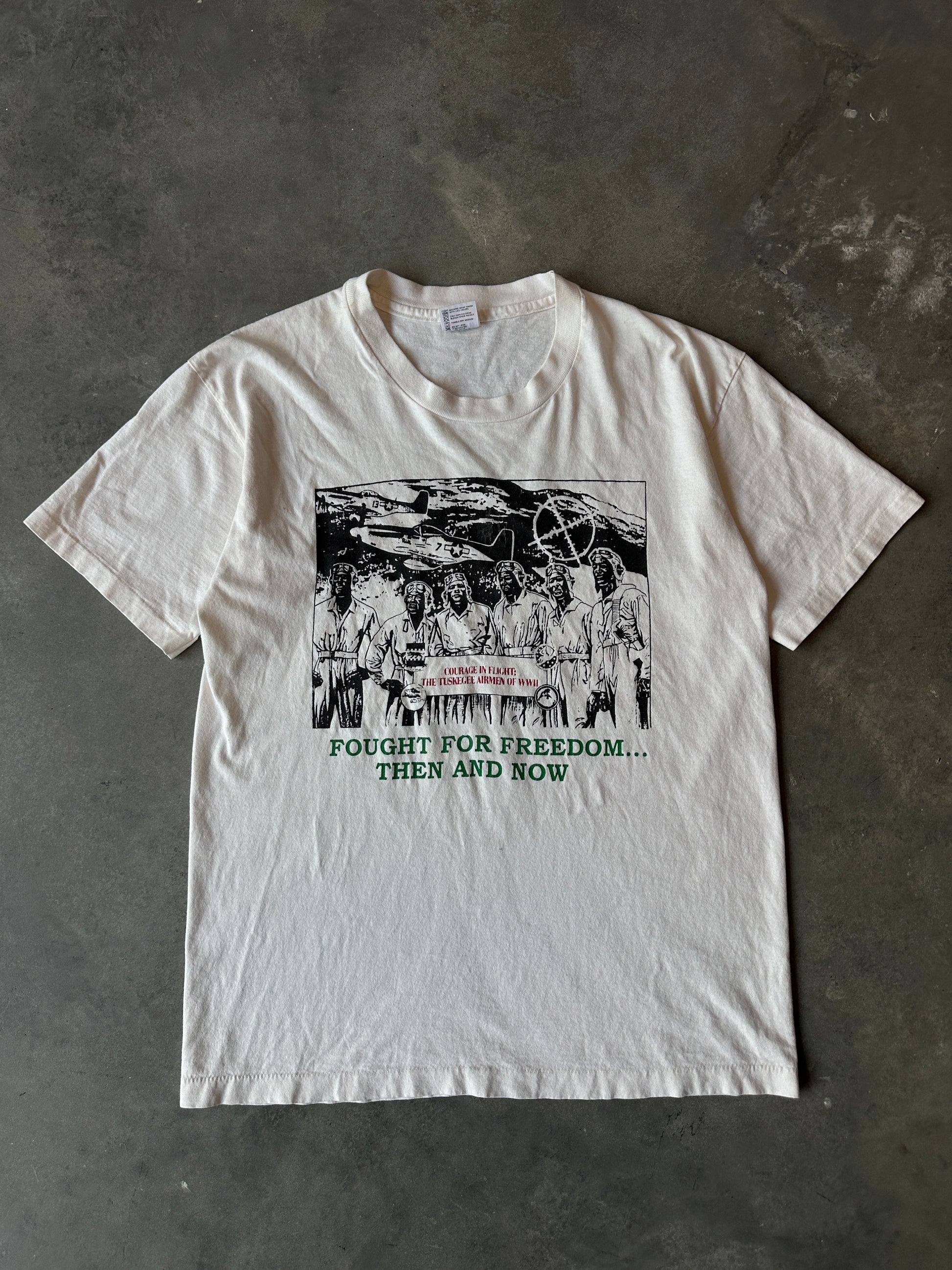 1996 Tuskegee Airman “Fought for Freedom” African American Inventors Juneteenth Celebration Test Print Vintage Tee (Large)