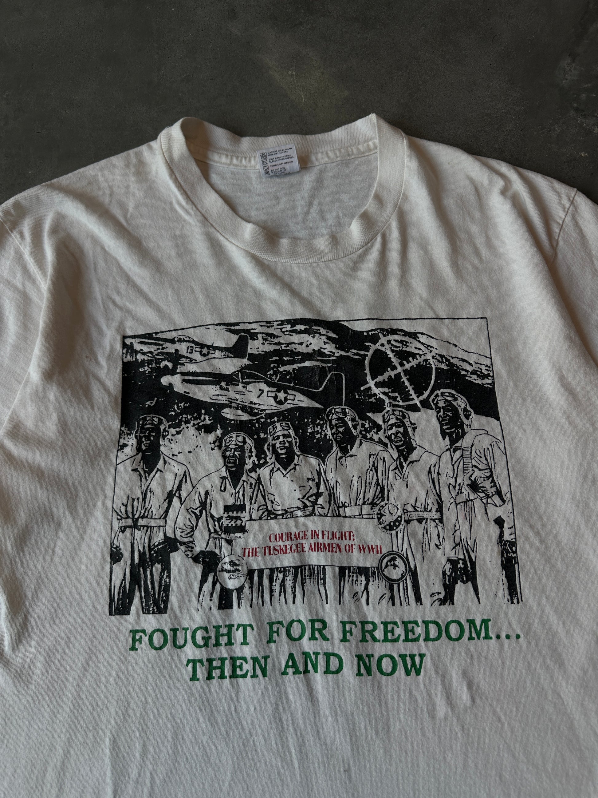 1996 Tuskegee Airman “Fought for Freedom” African American Inventors Juneteenth Celebration Test Print Vintage Tee (Large)