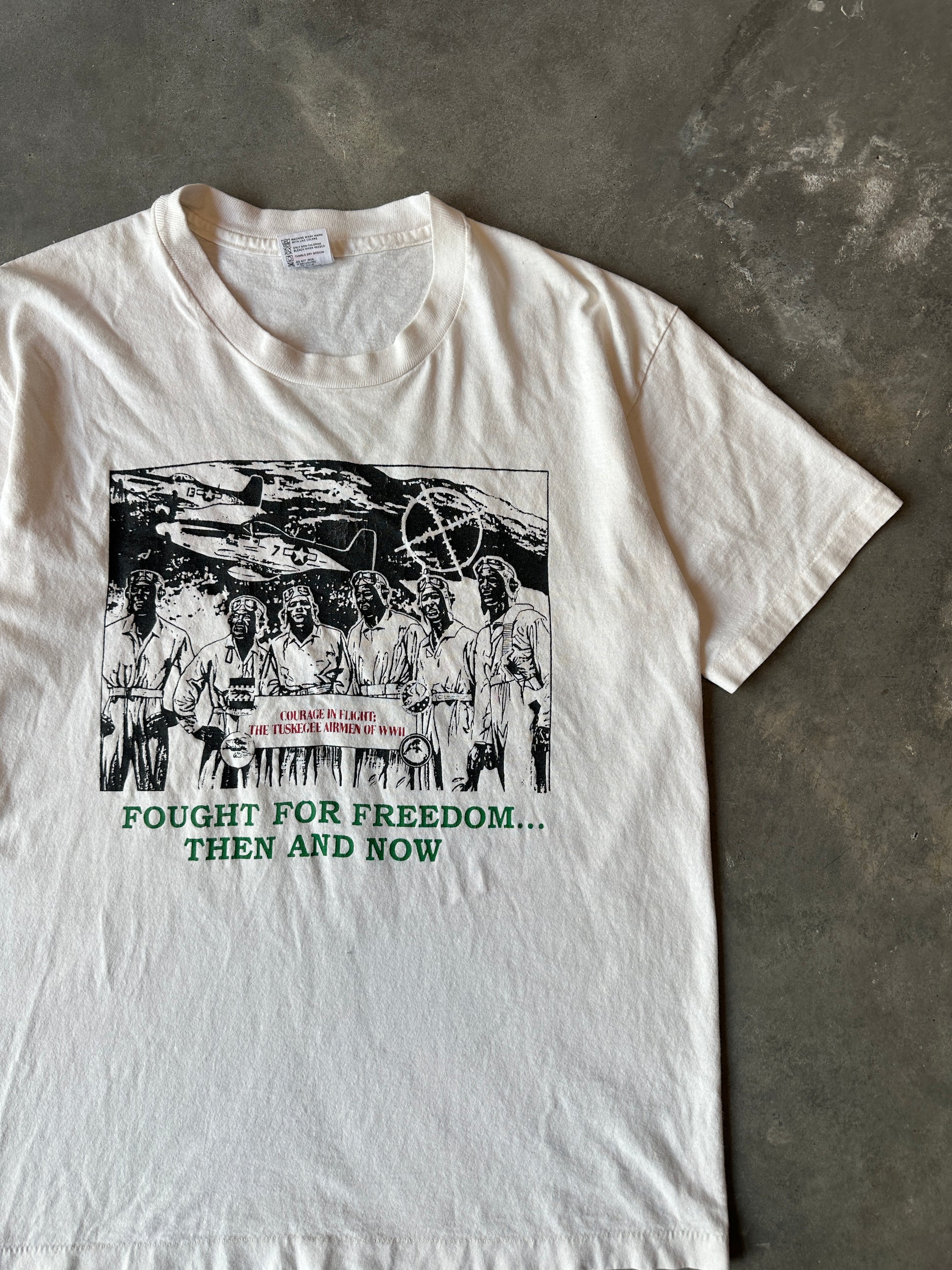 1996 Tuskegee Airman “Fought for Freedom” African American Inventors Juneteenth Celebration Test Print Vintage Tee (Large)