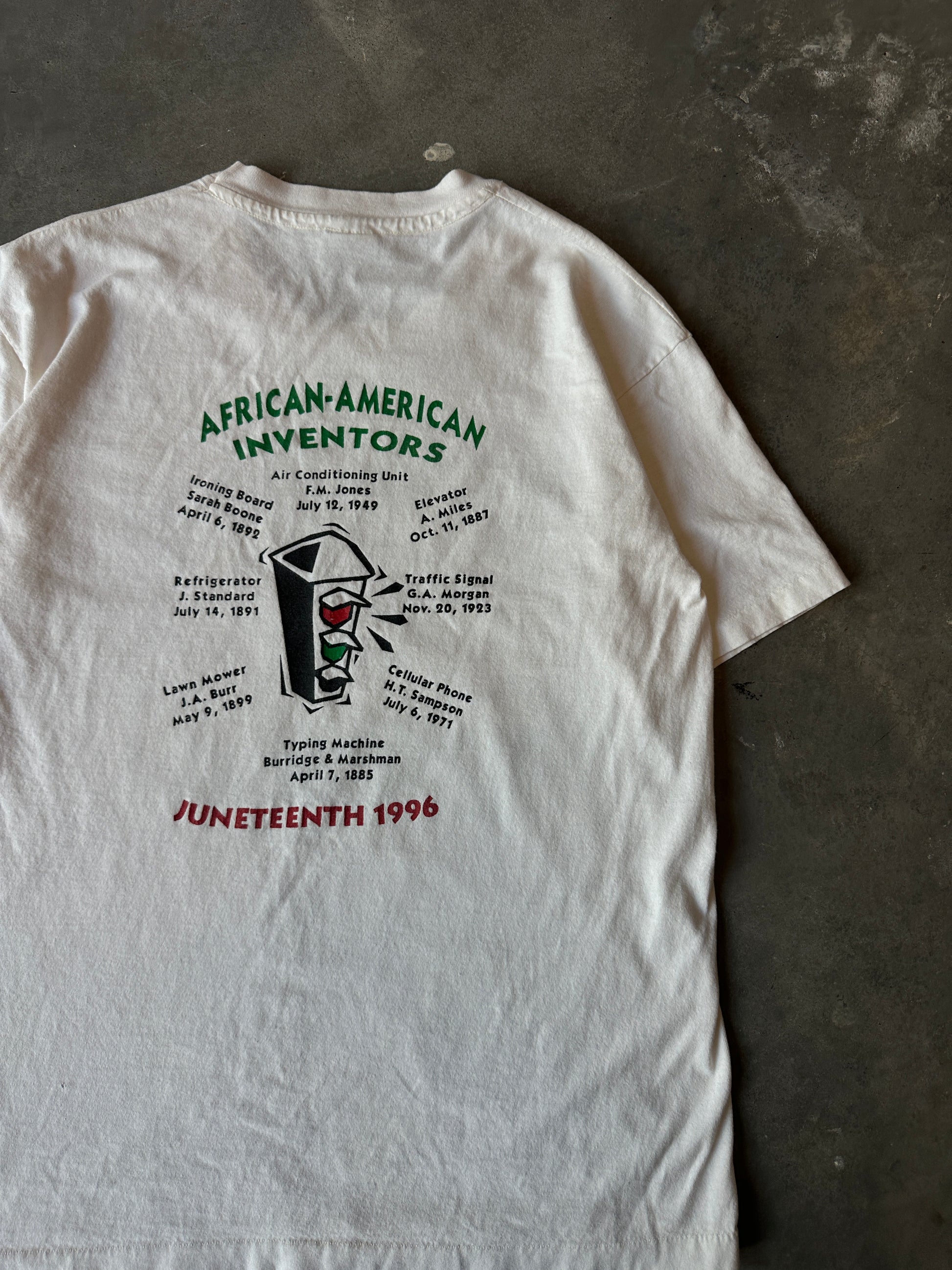 1996 Tuskegee Airman “Fought for Freedom” African American Inventors Juneteenth Celebration Test Print Vintage Tee (Large)