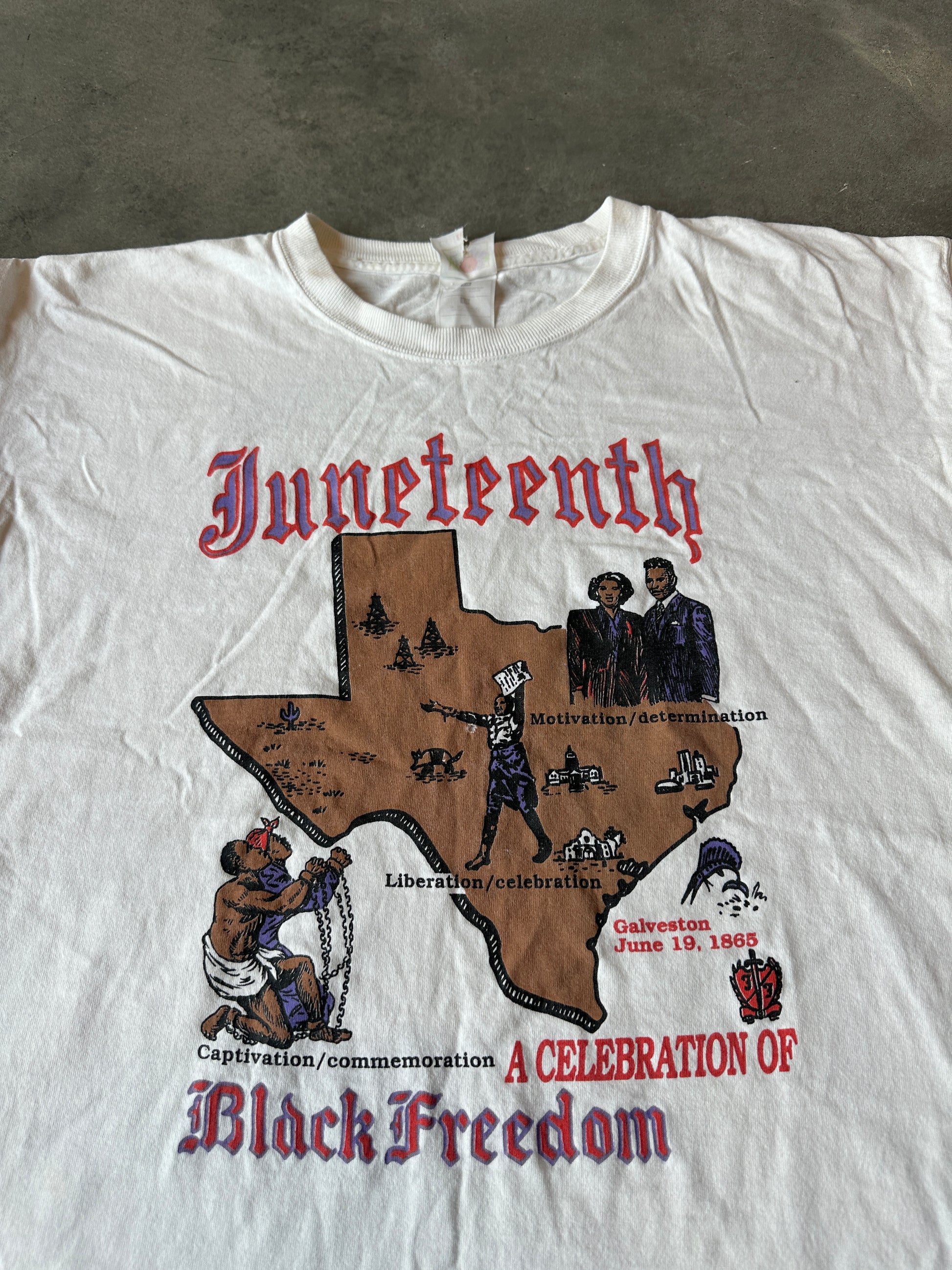 90’s Juneteenth “A Celebration of Black Freedom’” Black History Illustration Vintage Tee (Large)
