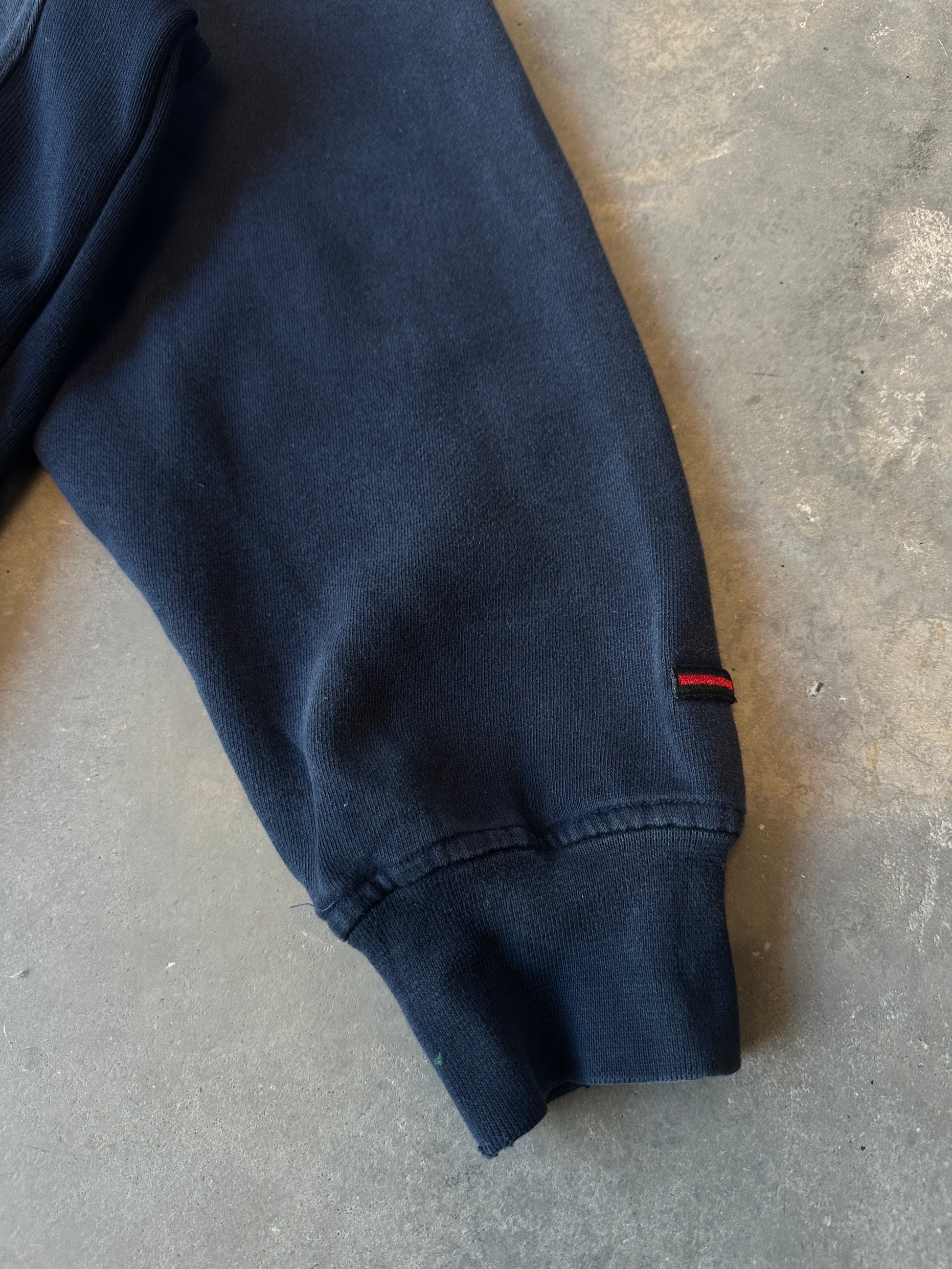 00’s FUBU Limited Edition Navy Gradient Heavyweight Embroidered Ribbed Crewneck Sweatshirt (XXL)