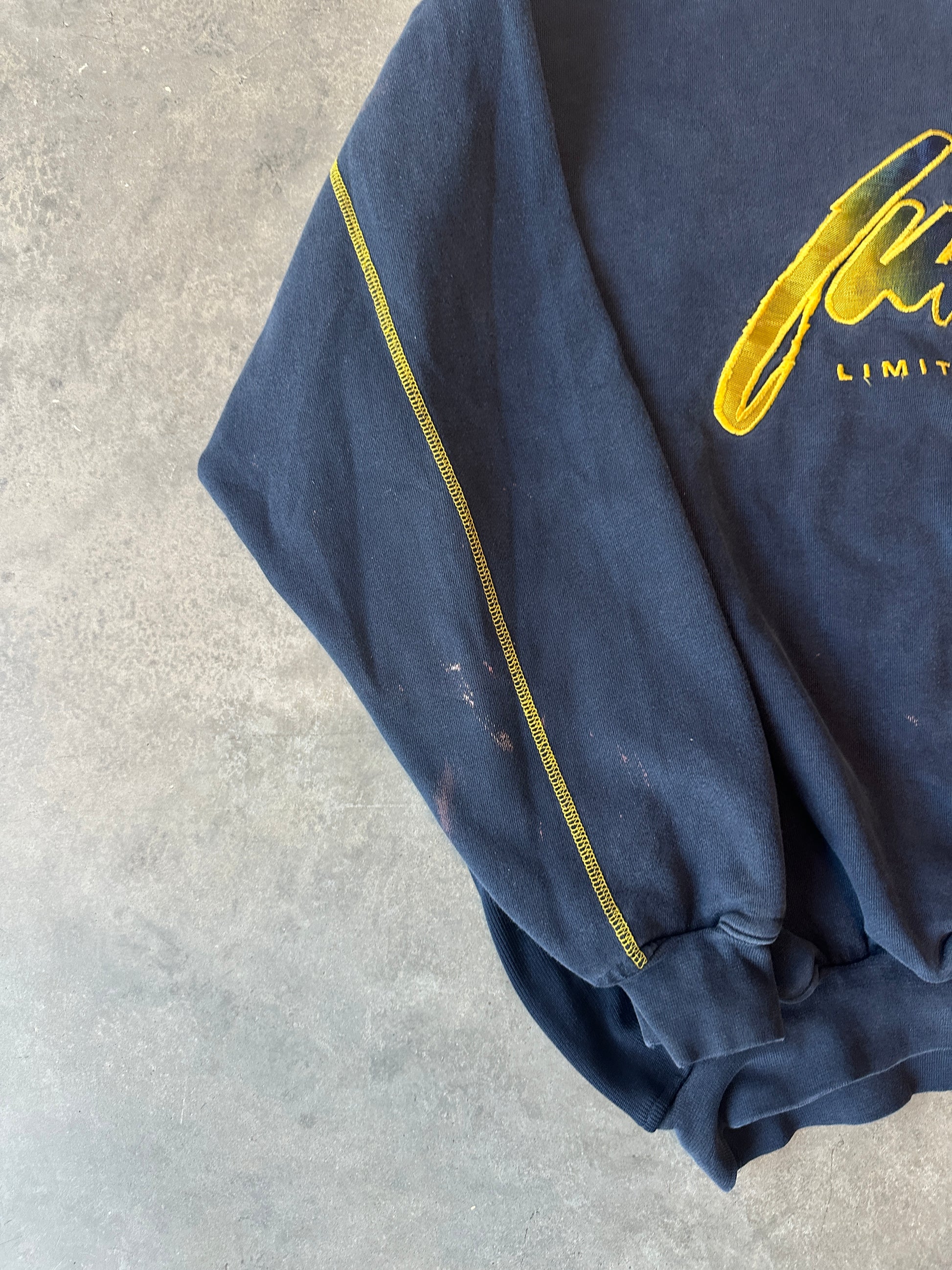 00’s FUBU Limited Edition Navy Gradient Heavyweight Embroidered Ribbed Crewneck Sweatshirt (XXL)