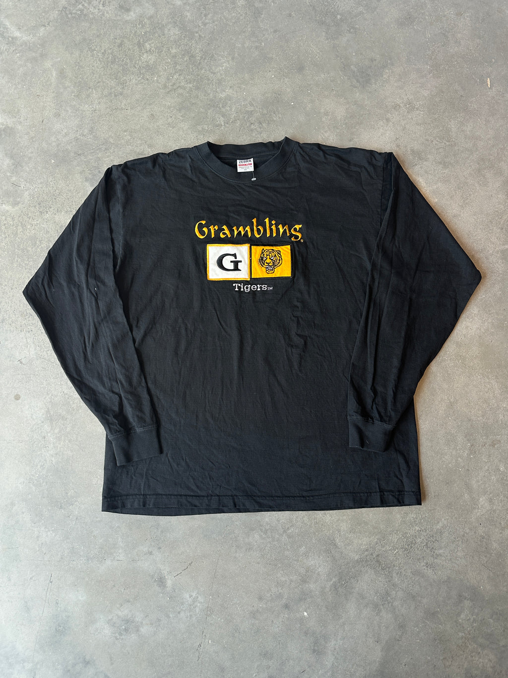 00’s Grambling State University GSU Tigers Embroidered Mascot Vintage Longsleeve Spellout Tee Brand New-Deadstock (XXL)