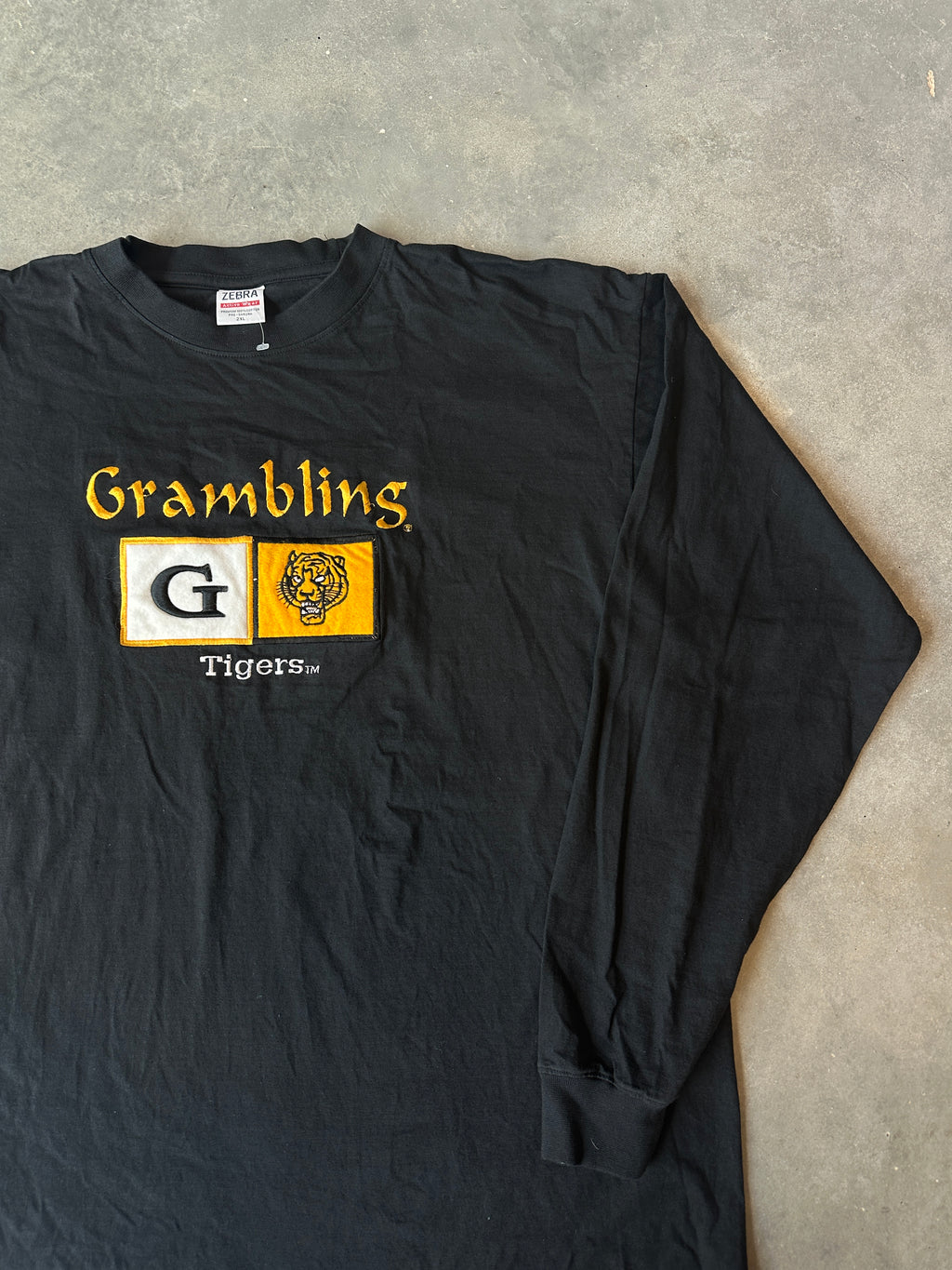 00’s Grambling State University GSU Tigers Embroidered Mascot Vintage Longsleeve Spellout Tee Brand New-Deadstock (XXL)