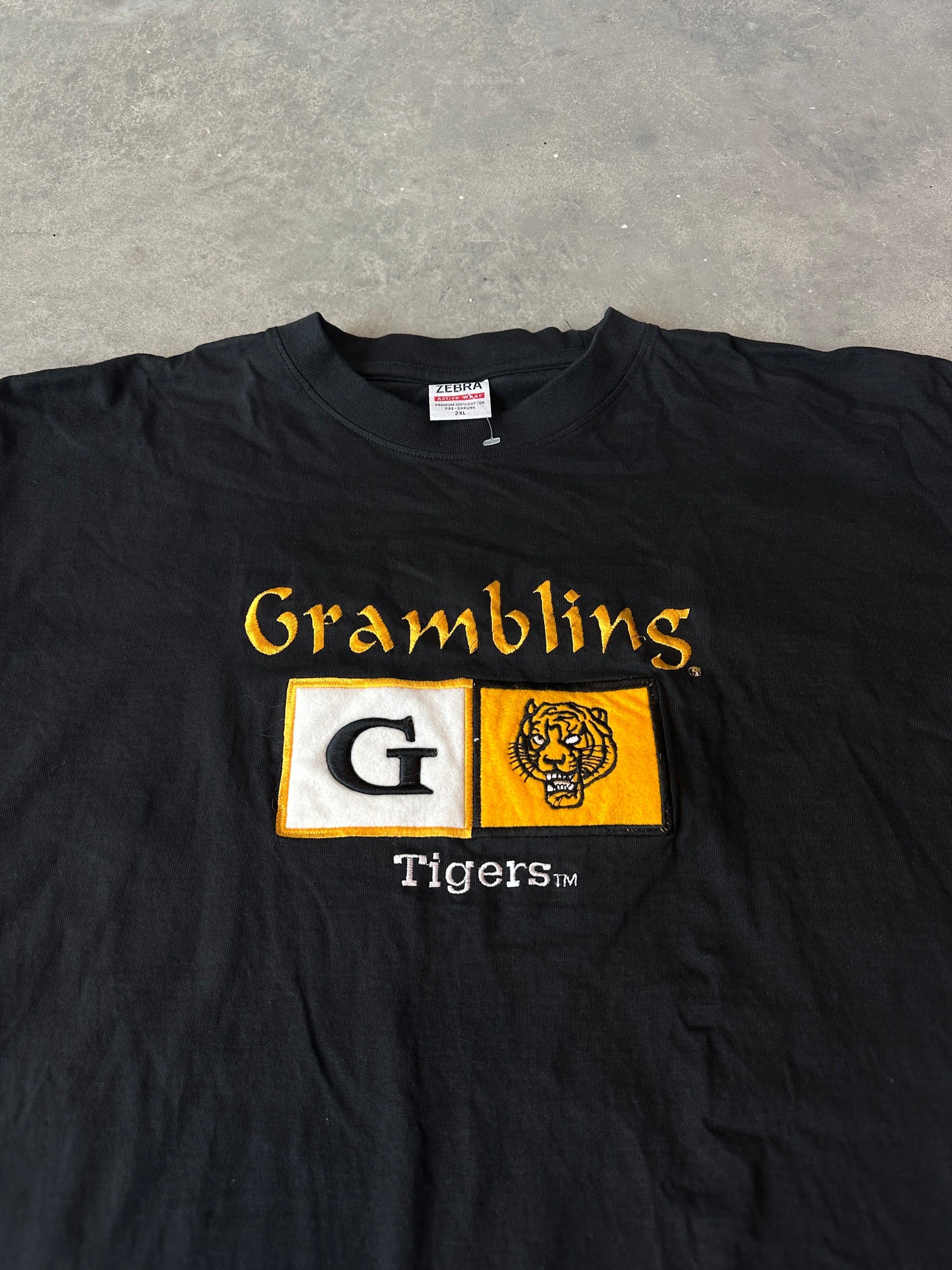 00’s Grambling State University GSU Tigers Embroidered Mascot Vintage Longsleeve Spellout Tee Brand New-Deadstock (XXL)