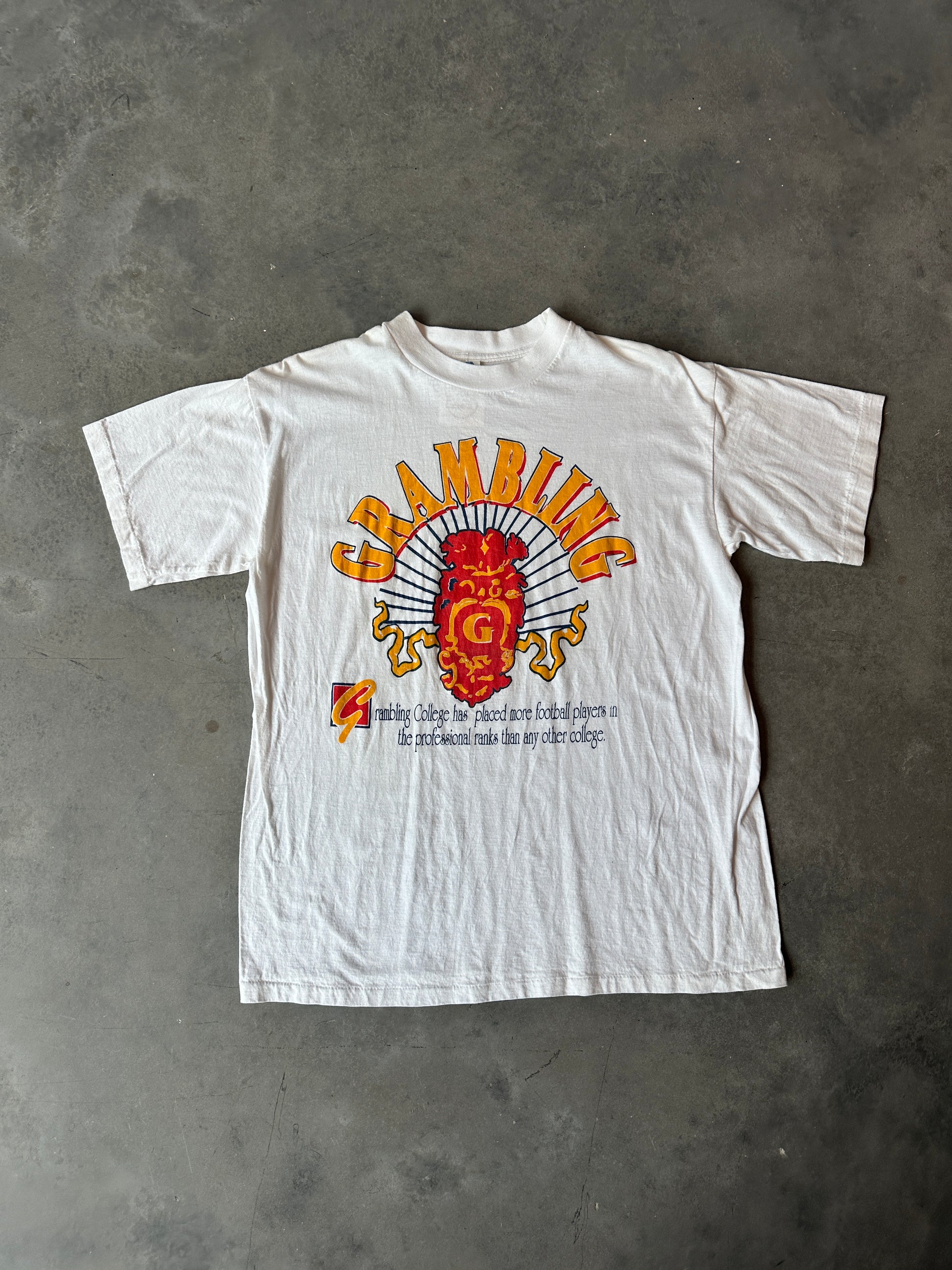 00’s Grambling State University GSU Tigers HBCU Football Fact Vintage Arch Spellout Tee (XL)