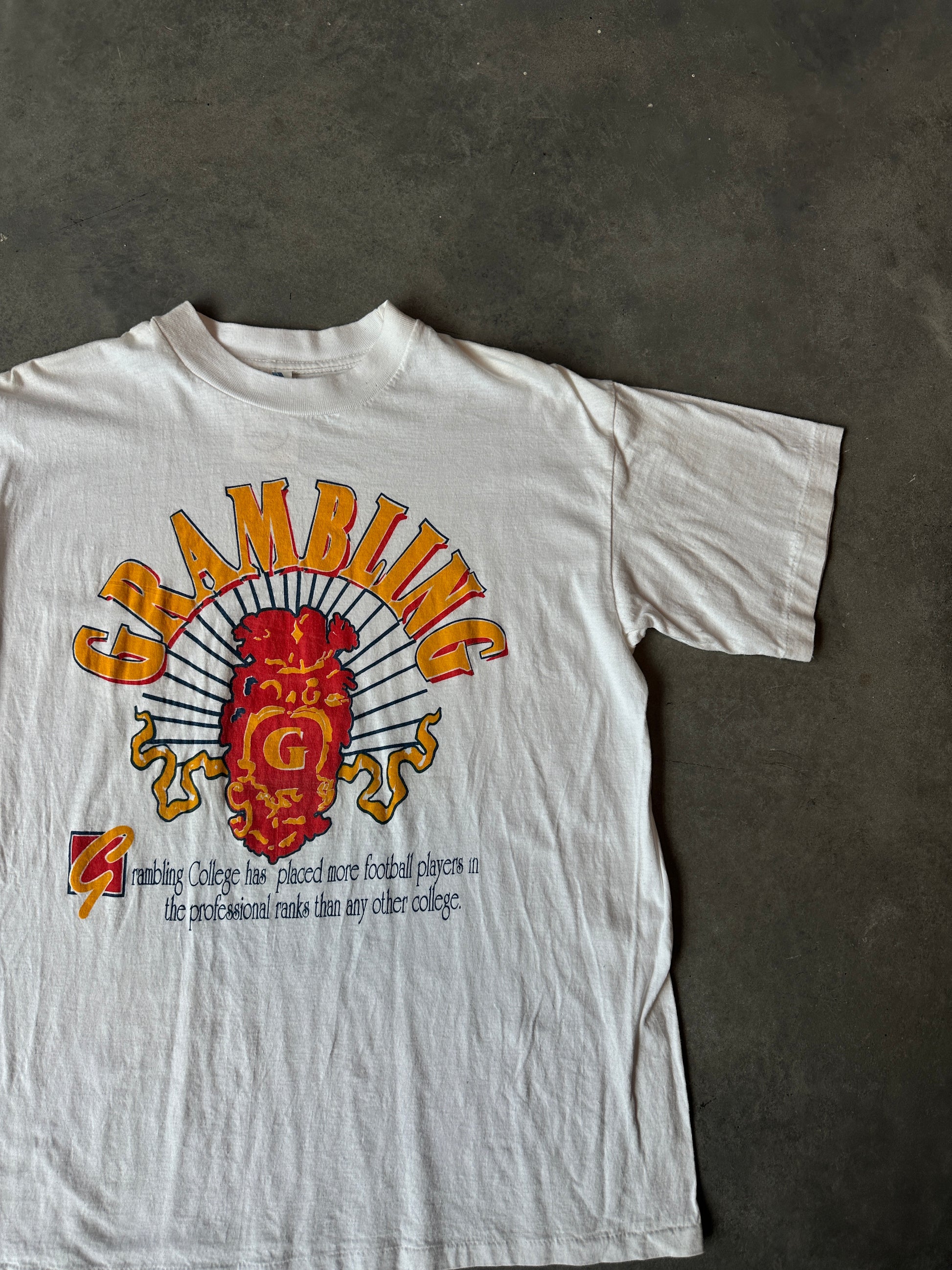 00’s Grambling State University GSU Tigers HBCU Football Fact Vintage Arch Spellout Tee (XL)