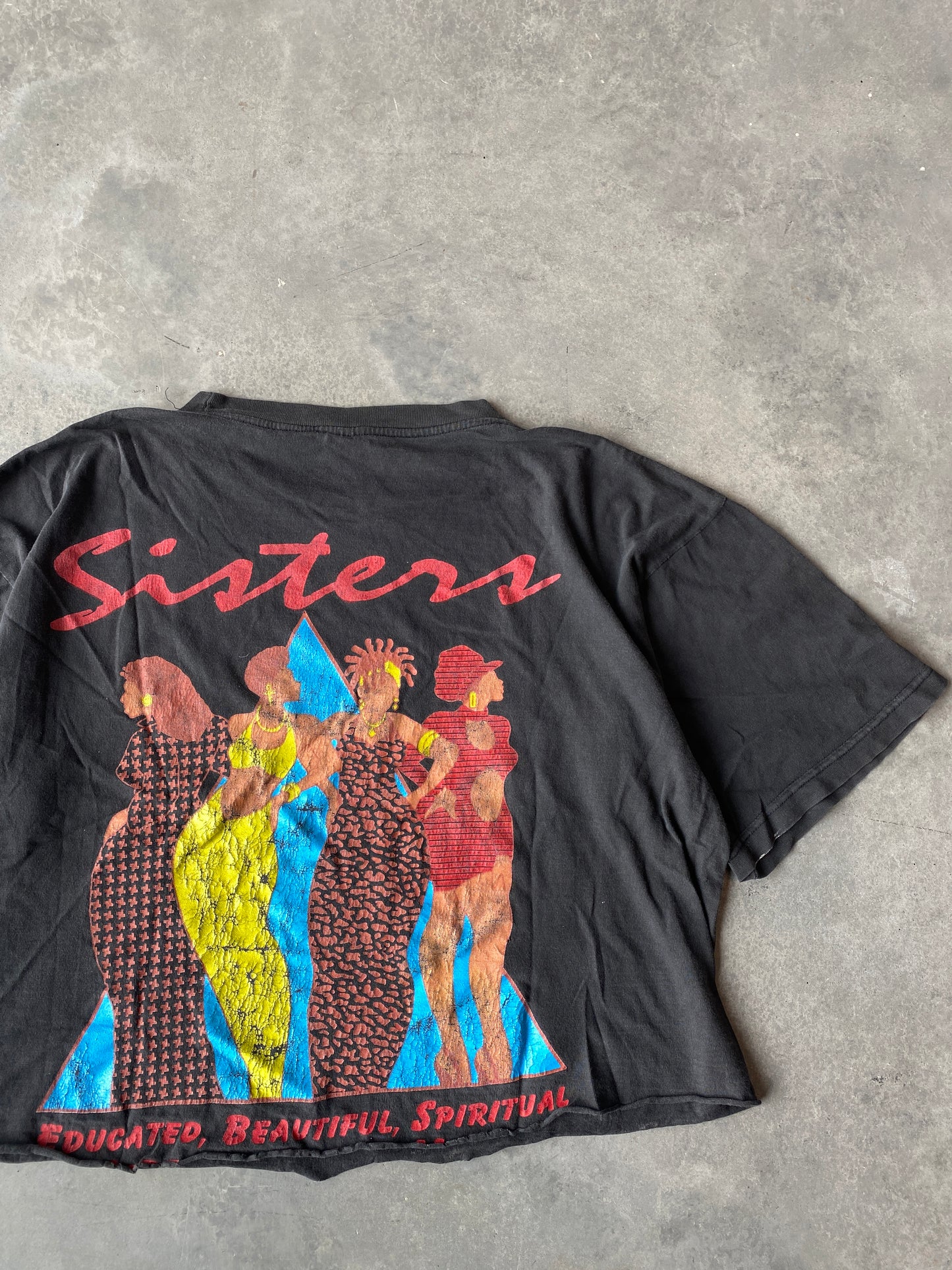 1997 Million Woman March Sisters Cropped Vintage Rap Tee (Boxy Medium)