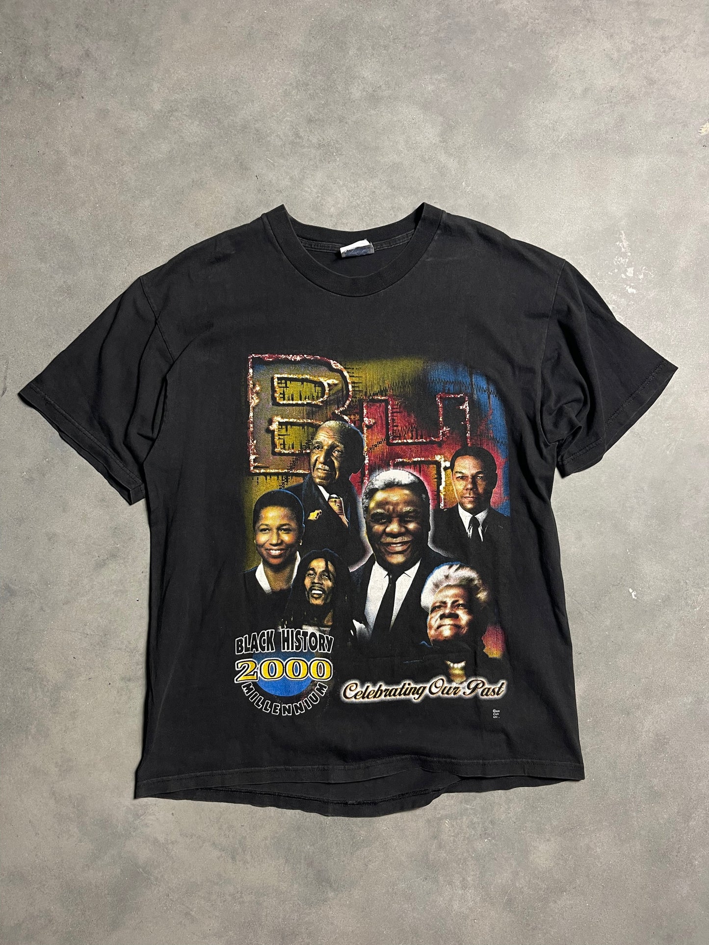 2000 Welcoming our Future Black History Figures MLK Bob Marley Rosa Parks & More Millennium Vintage Tee (Large)