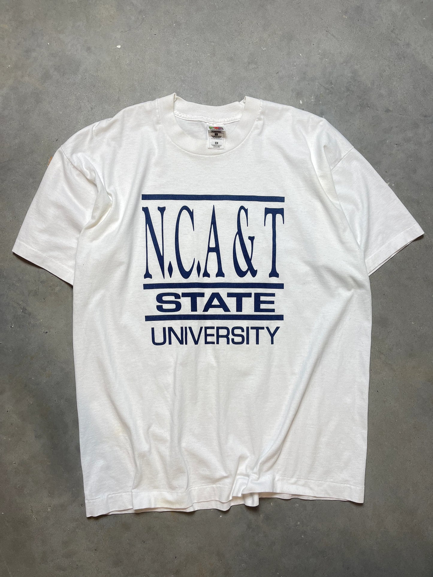 90’s North Carolina A&T NCAT Aggies Spellout Logo Vintage HBCU Tee (XL)