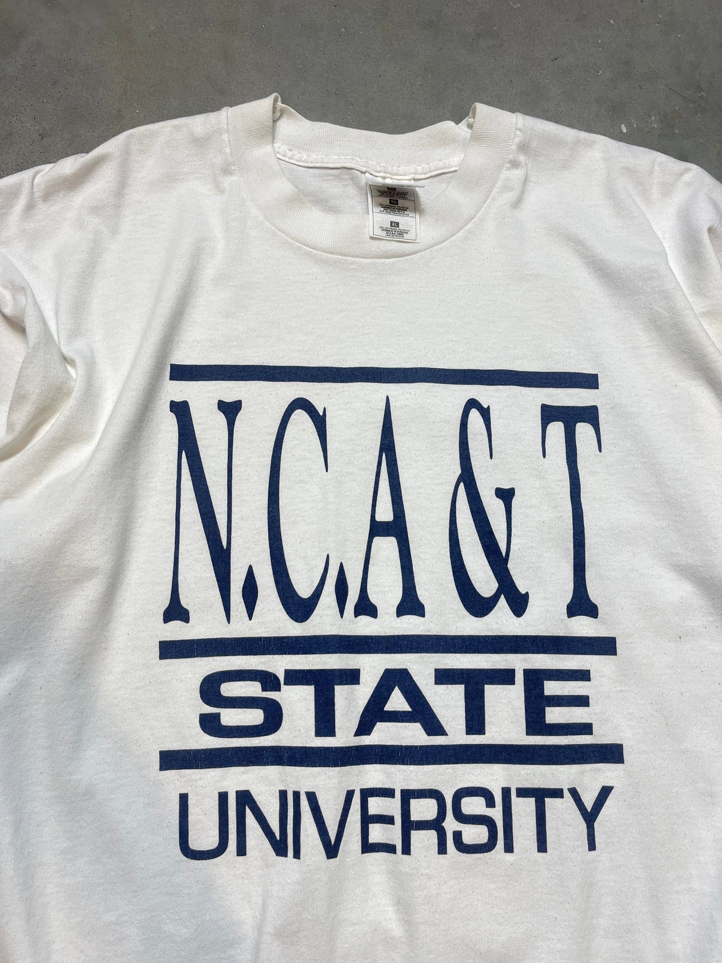 90’s North Carolina A&T NCAT Aggies Spellout Logo Vintage HBCU Tee (XL)