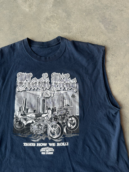 00’s Black Bike Fest Navy Vintage Cutoff Tee (XXL)