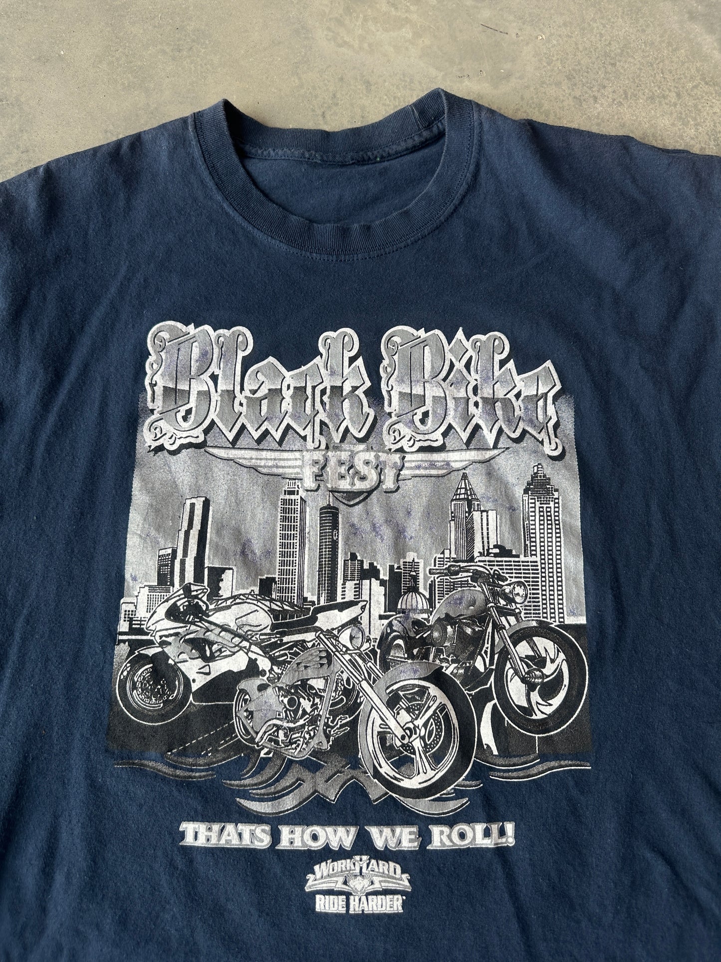 00’s Black Bike Fest Navy Vintage Cutoff Tee (XXL)