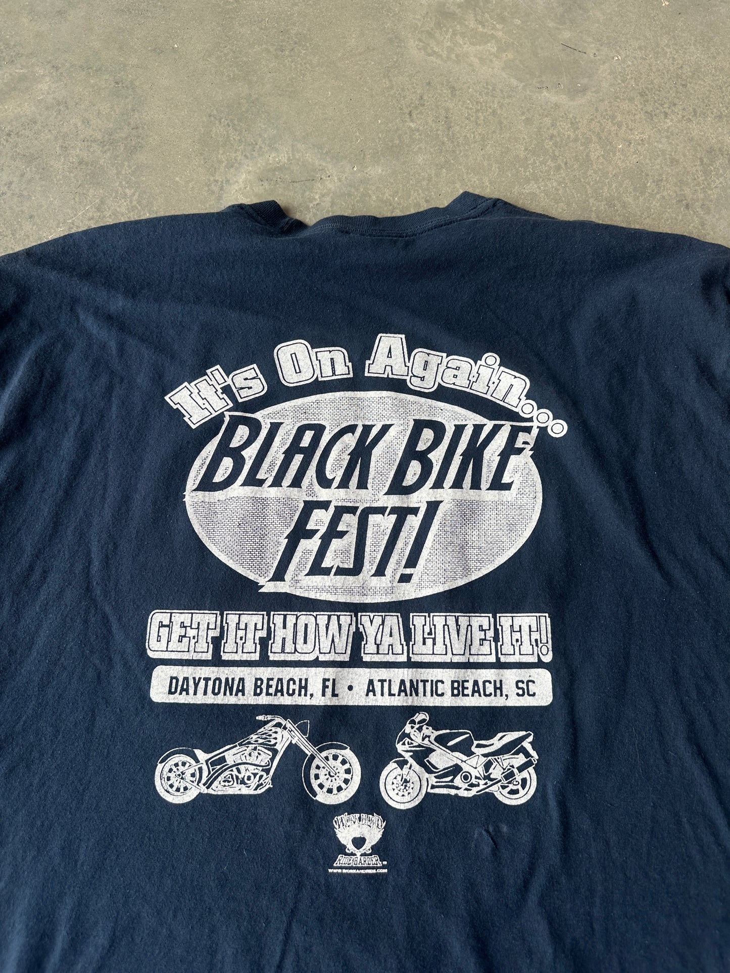 00’s Black Bike Fest Navy Vintage Cutoff Tee (XXL)