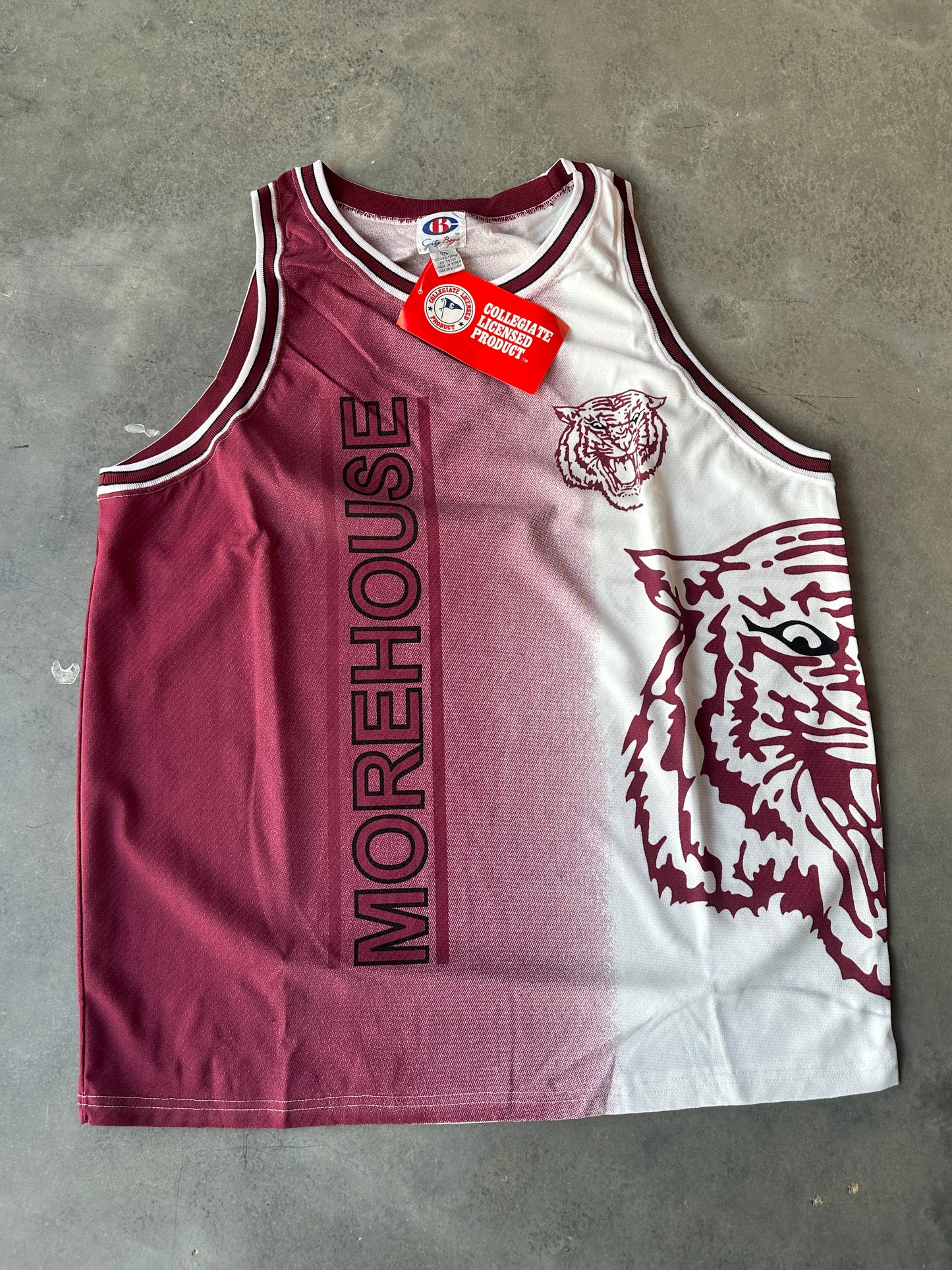 90's Morehouse College Maroon Tigers Realistic Tiger Vintage HBCU Basketball Jersey (Brand New-XXL)