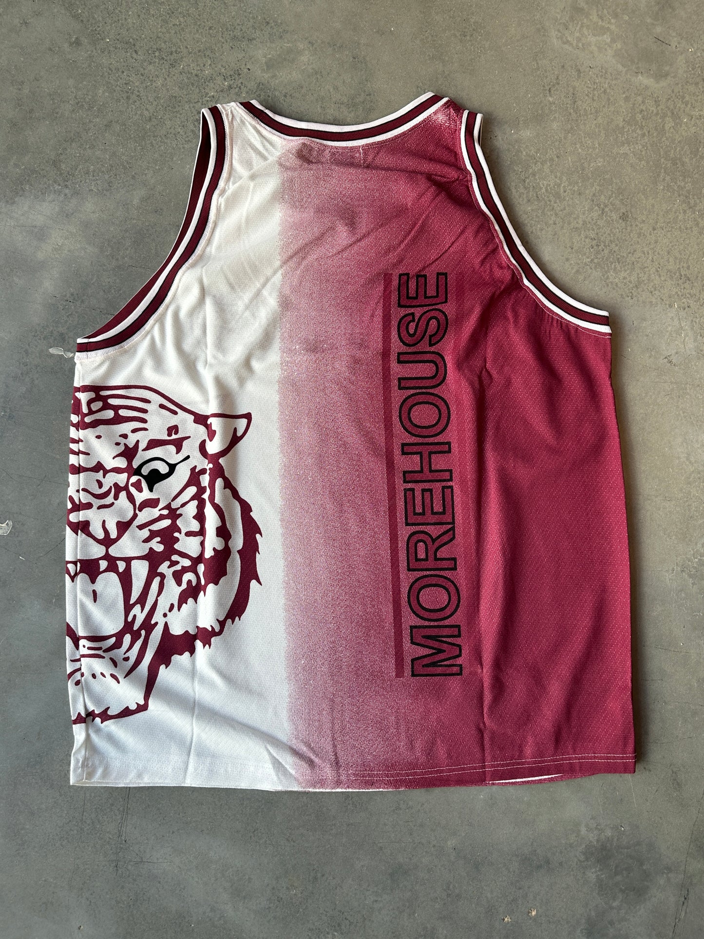 90's Morehouse College Maroon Tigers Realistic Tiger Vintage HBCU Basketball Jersey (Brand New-XXL)