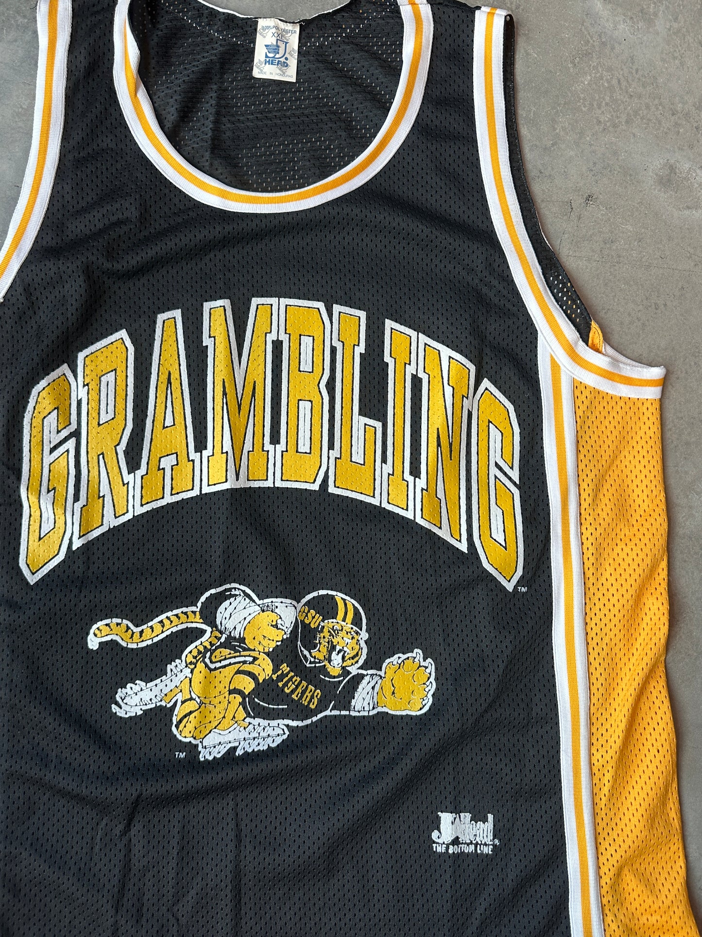 90's Grambling State University Tigers GSU Cartoon Tiger Vintage HBCU College Basketball Jersey (Brand New-XXL)