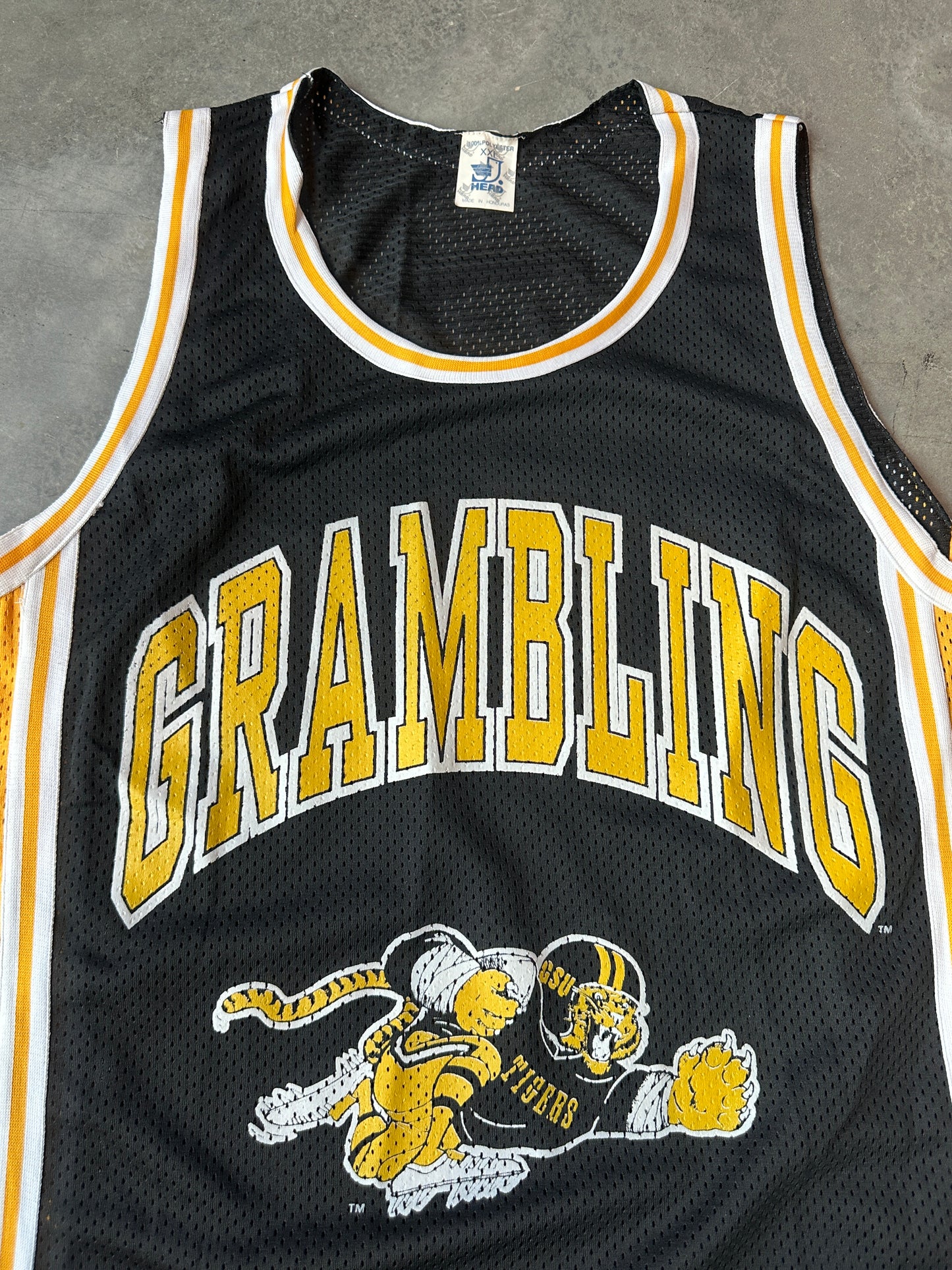 90's Grambling State University Tigers GSU Cartoon Tiger Vintage HBCU College Basketball Jersey (Brand New-XXL)