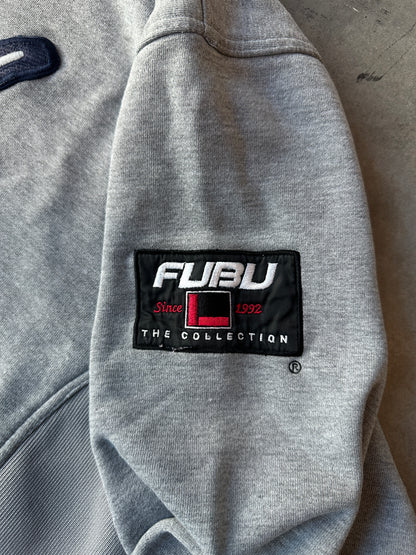 00's FUBU Grey Heavyweight Embroidered Ribbed Crewneck Sweatshirt (XXL)