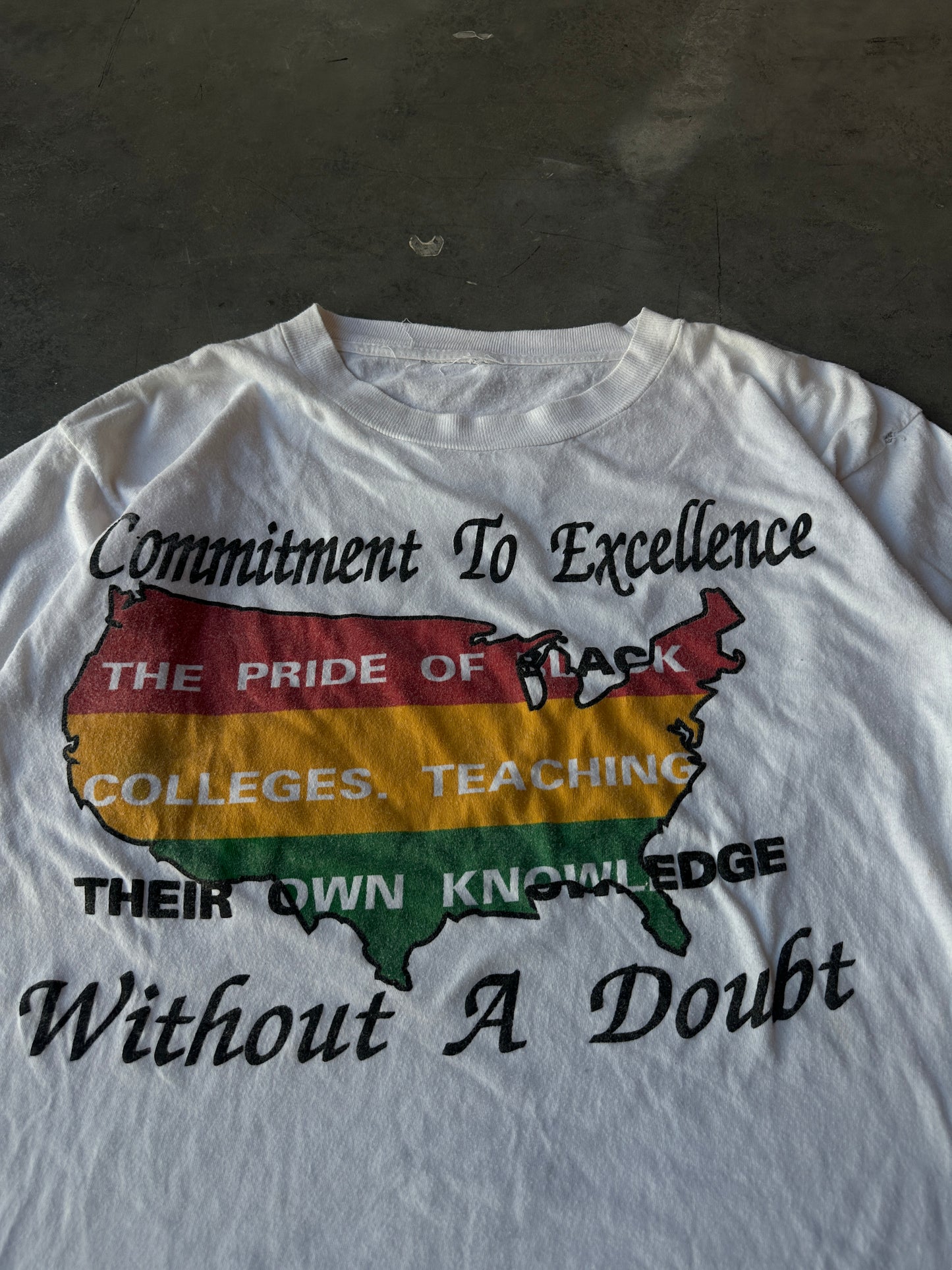 90’s Commitment to Excellence Without A Doubt HBCU Vintage Tee (BOXY Medium)