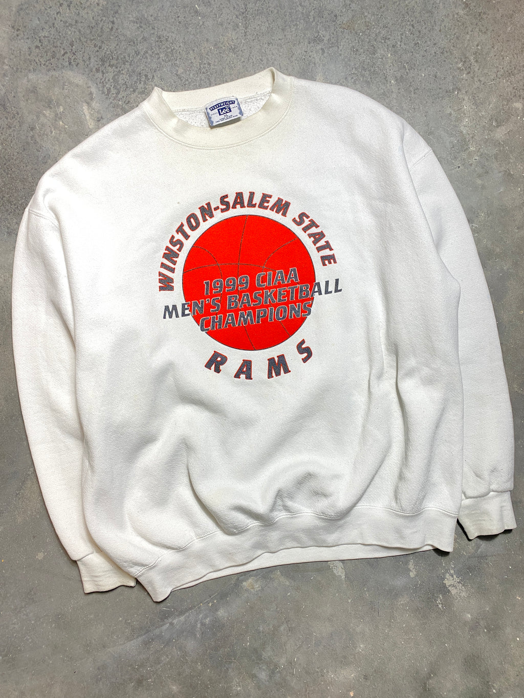 1999 WSSU Winston-Salem State Rams CIAA Basketball Champions Vintage HBCU Heavyweight Crewneck Sweatshirt (XL)
